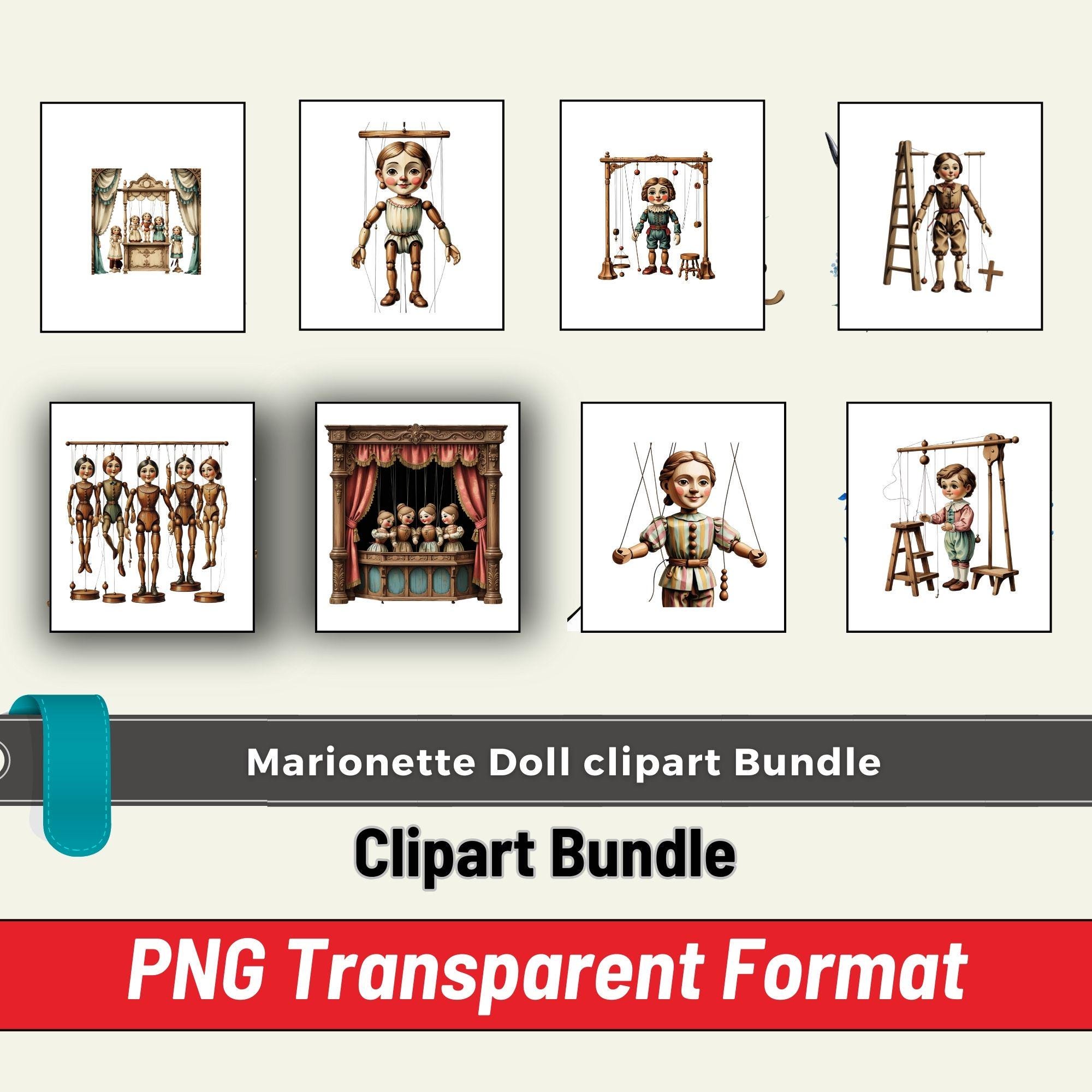 Marionette Doll Clipart Bundle,string Puppet Png,wooden Puppet Graphics ...