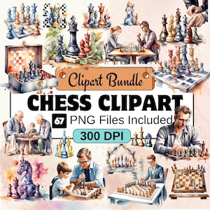 Chess Clipart, Sports Clipart PNG Bundle, 67 PNG  Chess  Clipart Bundle, Instant Digital Download, Commercial Use