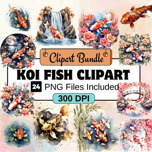 Koi Fish Clipart, Animal Clipart PNG Bundle, 58 PNG Koi Fish Clipart Bundle, Instant Digital Download, Commercial Use