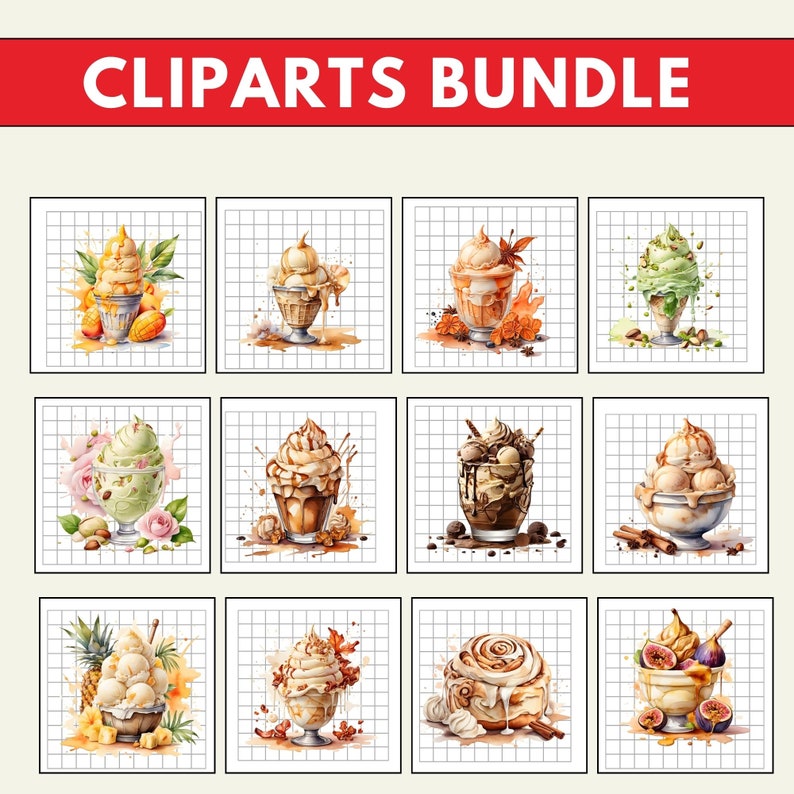 Icecream Watercolor Clipart, Watercolor Tasty Desserts, Sweet Treats ...