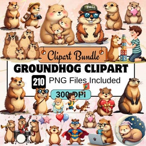 210 Groundhog Clipart,Watercolor groundhog Png bundle,Cute groundhog, happy groundhog day,Cute animal clipart png,cute dog clipart,puppy png