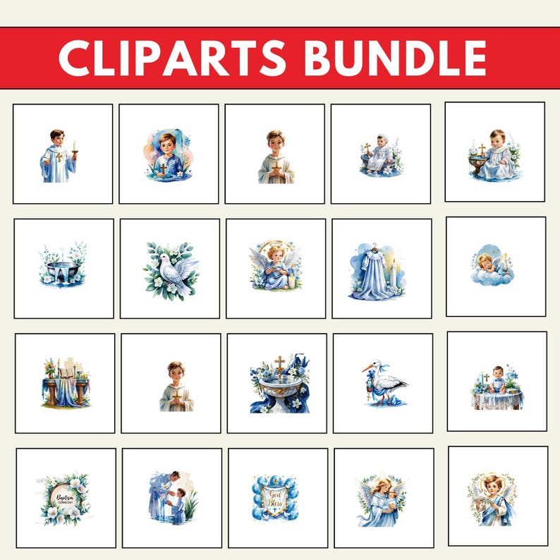 Baptism Boy Clipart, Baptism Clipart PNG Bundle, Baptism Angel Clipart ...
