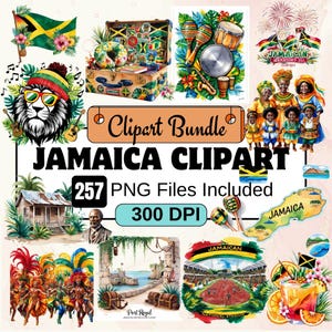 Clipart Jamaïque, Reggae Rasta Jamaïque Clipart PNG Bundle, 257 PNG aquarelle Jamaïque Bundle, téléchargement numérique instantané, usage Commercial