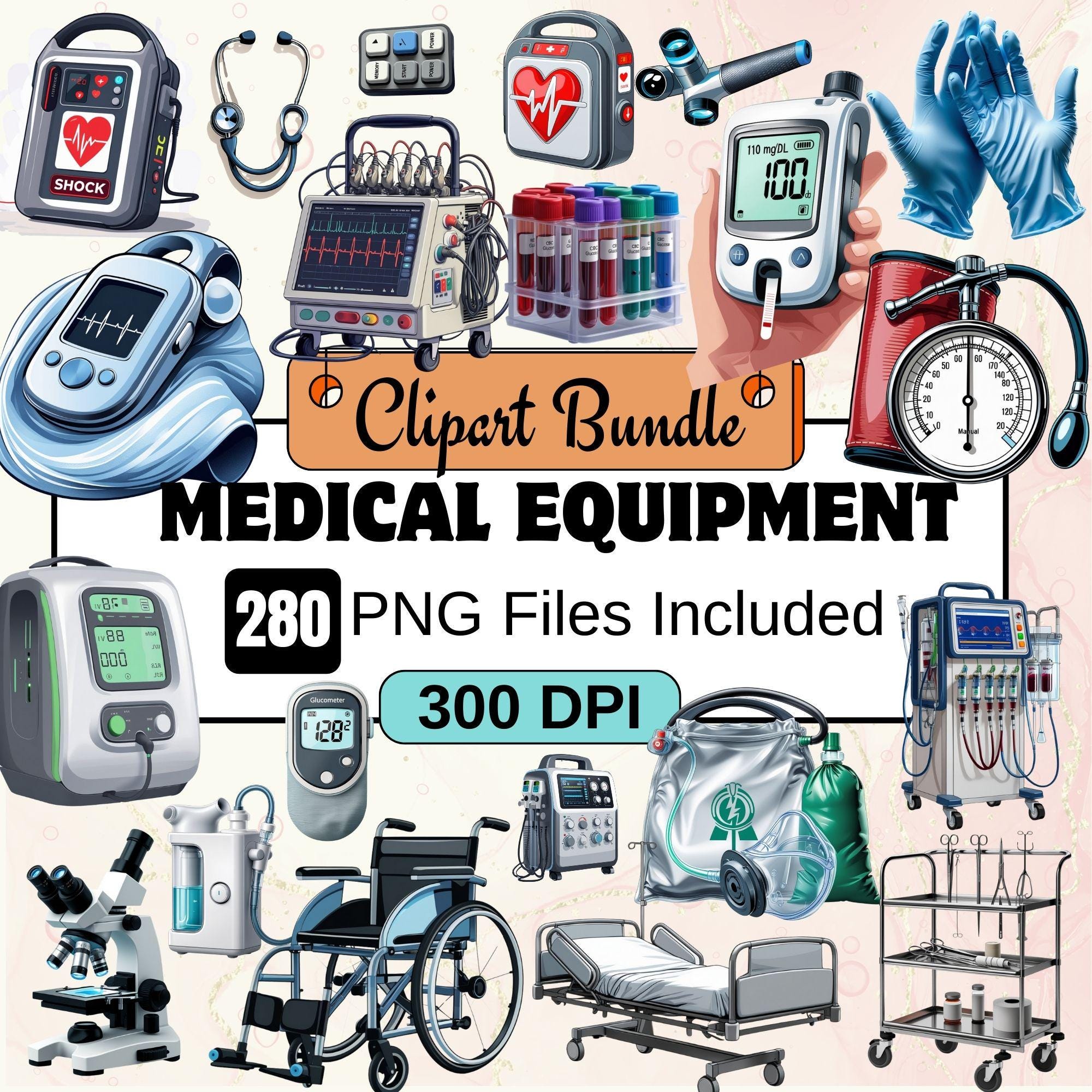 Medical Equipment Clipart, Medical Clipart PNG Bundle,Medical Instrument PNG Clipart Bundle,Hospital, nurse, healthcare, doctor images,nurse