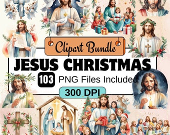 Kerst Jezus Clipart, Kerst Clipart PNG-bundel, 103 PNG Kerst Jezus Clipart Bundel, Instant Digitale Download, Commercieel gebruik