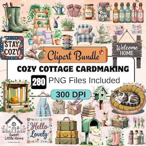 280Cozy Cottage Cardmaking Clipart,Cozy Home PNG Bundle,cardmaking clipart,cottage clipart,cozy cottage,planner cottage art,cottagecore png