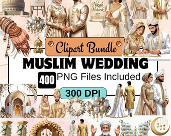 400 Muslim Wedding clipart,Nikah Clipart PNG Bundle,Islamic wedding,Gold,Nikah Clipart,Ismaili,Wedding Celebration,Bride Groom Clipart,Islam