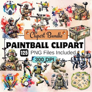 Paintball Clipart, Pacote de Esportes Clipart PNG, Pacote de 125 PNG Paintball Clipart, Download Digital Instantâneo, Uso Comercial