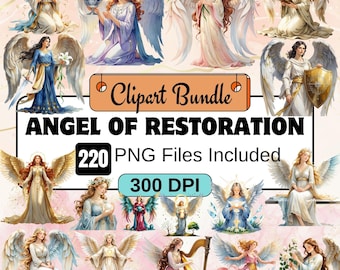Angel of Restoration clipart,Angel PNG bundle,Guardian angel, angelic beauties png, Christian Clipart, Religious Christmas Illustrations