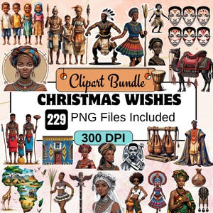 229 Africa Clipart,African Clipart PNG Bundle,African  illustrations, African design bundle,afro african png,Afro tribe,indigenous people