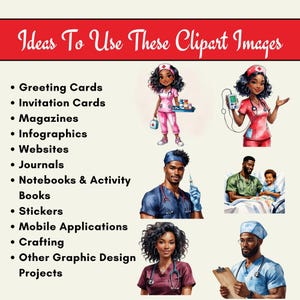 black woman nurse clipart, black male nurse clipart, nurse graduation clipart, nurse appreciation clipart, black doctor and nurse clipart,