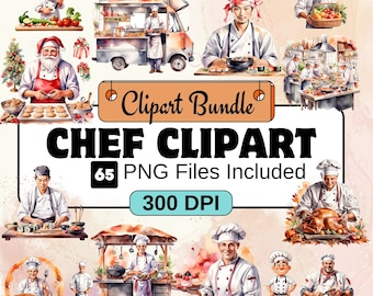 Chef Clipart, Kitchen Clipart PNG Bundle, 65 PNG  Chef   clipart Bundle, Instant Digital Download, Commercial Use