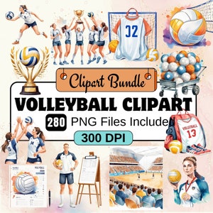 Imágenes prediseñadas de voleibol, paquete PNG de imágenes prediseñadas deportivas, paquete de imágenes prediseñadas de equipos de voleibol 280 PNG, descarga digital instantánea, uso comercial