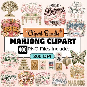 Mahjong Clipart PNG Bundle,Colorful Mahjong Tiles Clipart,Mahjong Game Graphics, Digital Download, Scrapbook Clip Art,Sublimation PNG, Print afbeelding 1