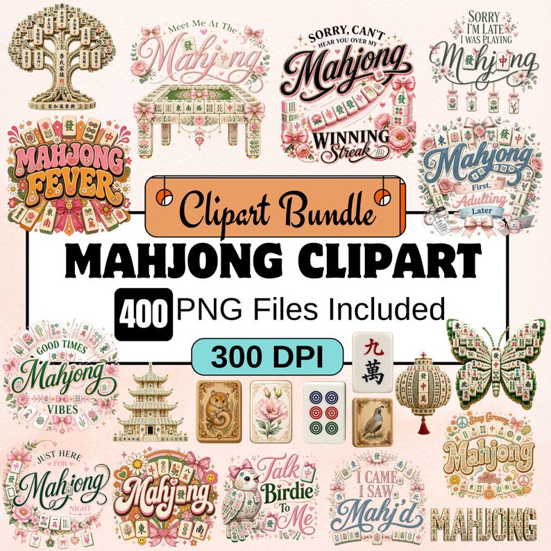 Mahjong Clipart PNG Bundle,Colorful Mahjong Tiles Clipart,Mahjong Game Graphics, Digital Download, Scrapbook Clip Art,Sublimation PNG, Print afbeelding 1