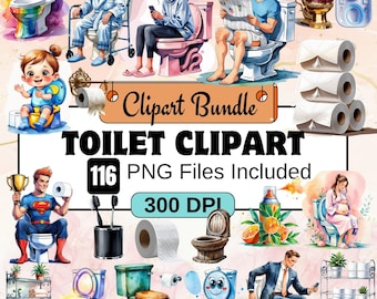Clipart del bagno, pacchetto di clipart png ad acquerello per il bagno, clipart del bagno, carta igienica, file di taglio per il bagno, clipart del bagno, grafica per il bagno