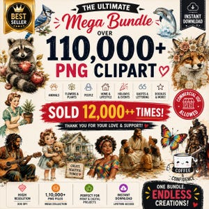 110,000+ PNG Clipart Bundle, Commercial Use, Instant Download (Digital File)