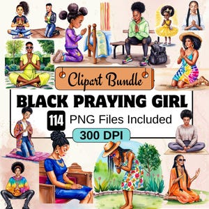 Black  Praying Girl clipart, Black Girl Clipart PNG Bundle,114 PNG  Praying Girl Bundle, Instant Digital Download, Commercial Use