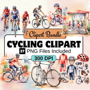 Clipart di ciclismo, pacchetto PNG di clipart sportive, pacchetto di clipart di ciclismo 24 PNG, download digitale istantaneo, uso commerciale