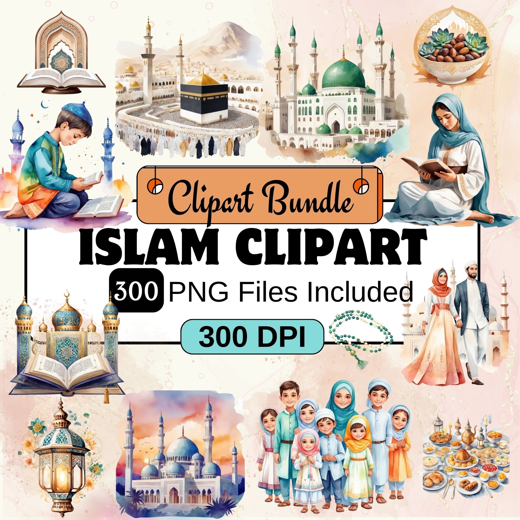 Islam Clipart, Muslim Clipart PNG Bundle, 400 PNG Islam Clipart Bundle,  Instant Digital Download, Commercial Use, image size:2000x2000