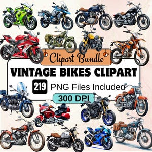 Vintage Bikes Clipart,harley motorcycle clipart, watercolor bike PNG Bundle,Biker Images,motorbike clipart Graphics,Biker Road  Graphics