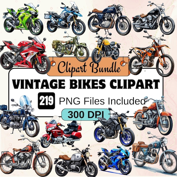 Vintage Bikes Clipart,harley motorcycle clipart, watercolor bike PNG Bundle,Biker Images,motorbike clipart Graphics,Biker Road  Graphics