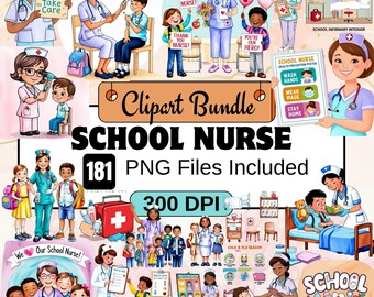 181School Nurse Clipart,watercolor nurse Clipart PNG Bundle,Nursing PNG Nurse Sublimation,cute nurse,nurse,medical clipart,nurse png,medical