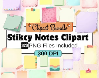 Note Paper Clipart: Digital Sticky Notes Bundle,Digital Sticky Notes Planner Stickers,Planning Journal Clipart PNG Bundle Post-It Notes png