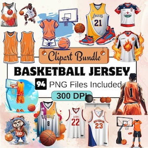 Lindo clipart de camisa de basquete, pacote de clipart de basquete, 94 PNG pacote de clipart de camisa de basquete, download digital instantâneo