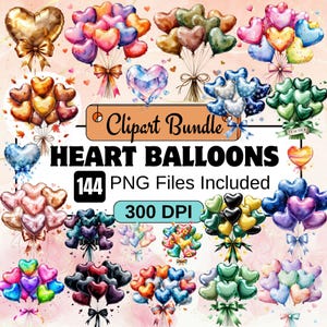 Herz Ballons Clipart, süße Liebe Ballons PNG Grafiken, bunte Ballon PNGs, Party Dekoration, Geburtstag Ballon Clipart, Party Ballon Clipart