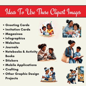 311 Black Mom & Son Clipart,mom and Son Clipart, Black Family Clipart