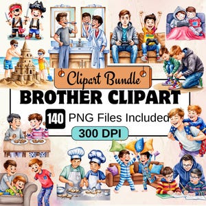 Bruder Clipart, Familie Liebe Clipart PNG Bundle, 140 PNG Bruder Bundle, sofortiger digitaler Download, kommerzielle Nutzung