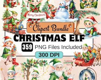 Christmas Elves Clipart, Christmas Clipart PNG Bundle, 359 PNG Elves clipart Bundle, Instant Digital Download, Commercial Use