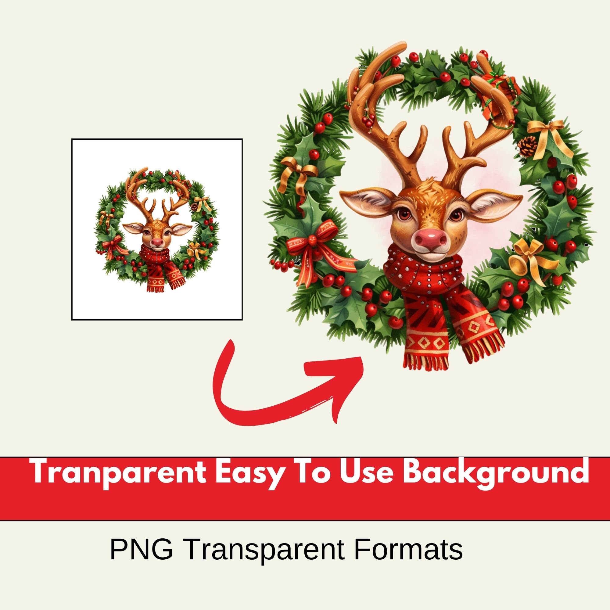 Reindeer Clipart, Christmas Clipart PNG Bundle, 37 PNG Reindeer Clipart ...