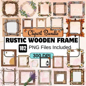 182 Rustic Wooden Frame Clipart,floral frame bundle,Wildflowers Frames,Summer Wedding Frames Wreaths Bouquets Borders Clipart,flower border