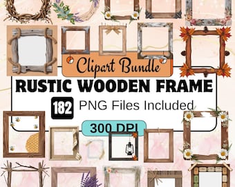 182 Rustic Wooden Frame Clipart,floral frame bundle,Wildflowers Frames,Summer Wedding Frames Wreaths Bouquets Borders Clipart,flower border