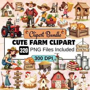320 Cute Farm Clipart,Farm Animals Watercolor PNG Bundle,Barn Animals,Cottage Life PNG,Cute Pig Clipart,watercolor farm,farmhouse kids png
