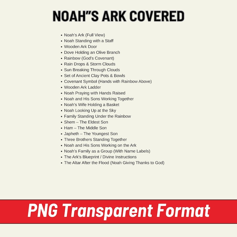 Noah’s Ark clipart, Noah’s Ark PNG, Bible story clipart, Christian clipart, religious clipart, Noah’s Ark animals, ark illustration, biblical flood clipart, Sunday school clipart, two-by-two animals clipart, Bible,
