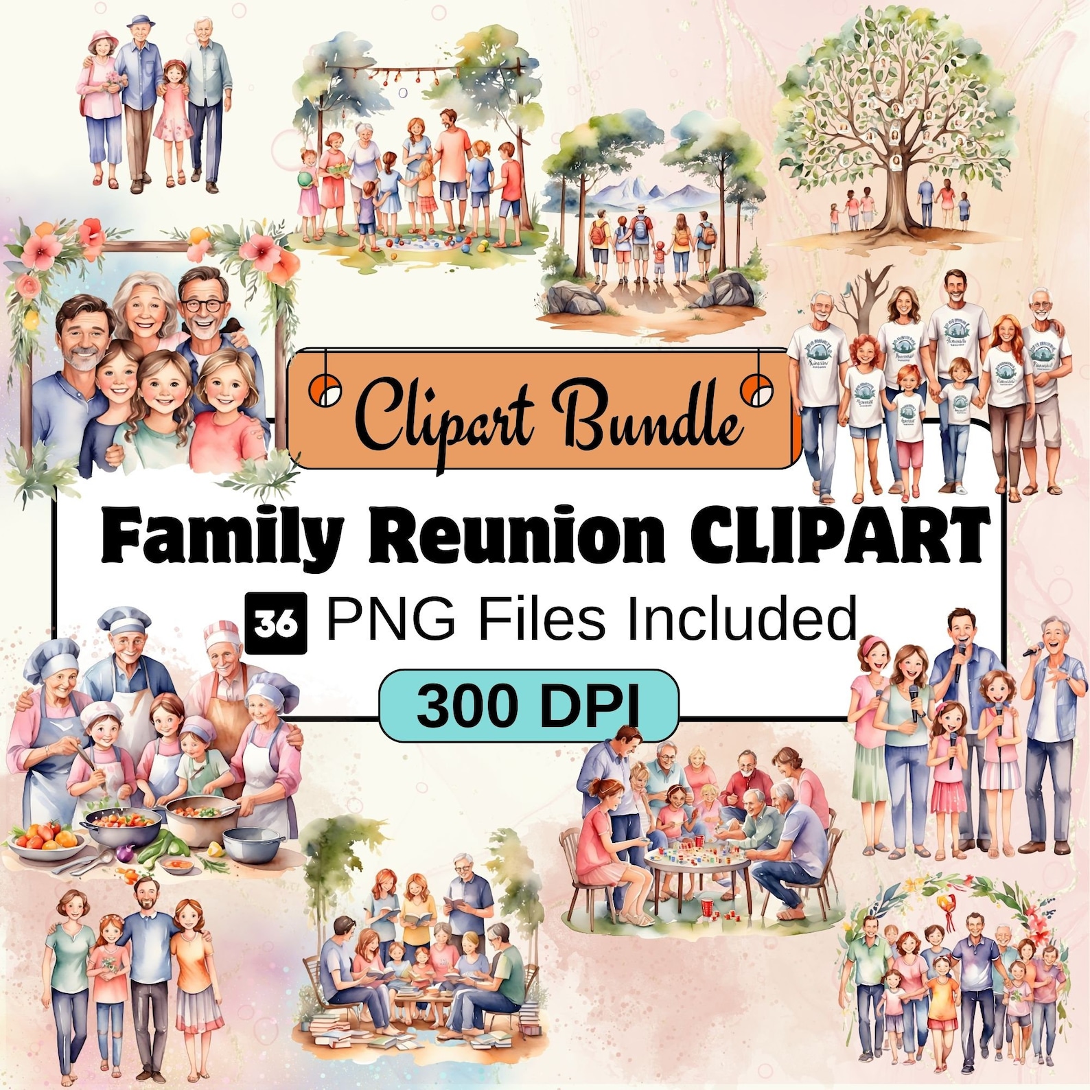Family Reunion Clipart Clipart, Family Love Clipart PNG Bundle, 24 PNG ...