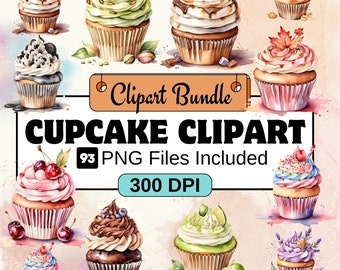 Cupcake Clipart, Food Clipart PNG Bundle, 93 PNG Cupcake  Clipart Bundle, Instant Digital Download, Commercial Use