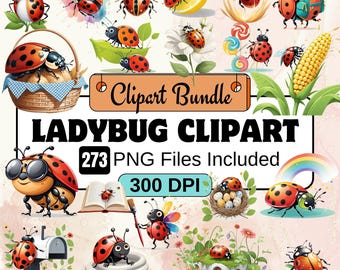 Lieveheersbeestje aquarel clipartbundel, lieveheersbeestje png-afbeeldingenbundel, 340 PNG rode insect clipartbundel, instant digitale download