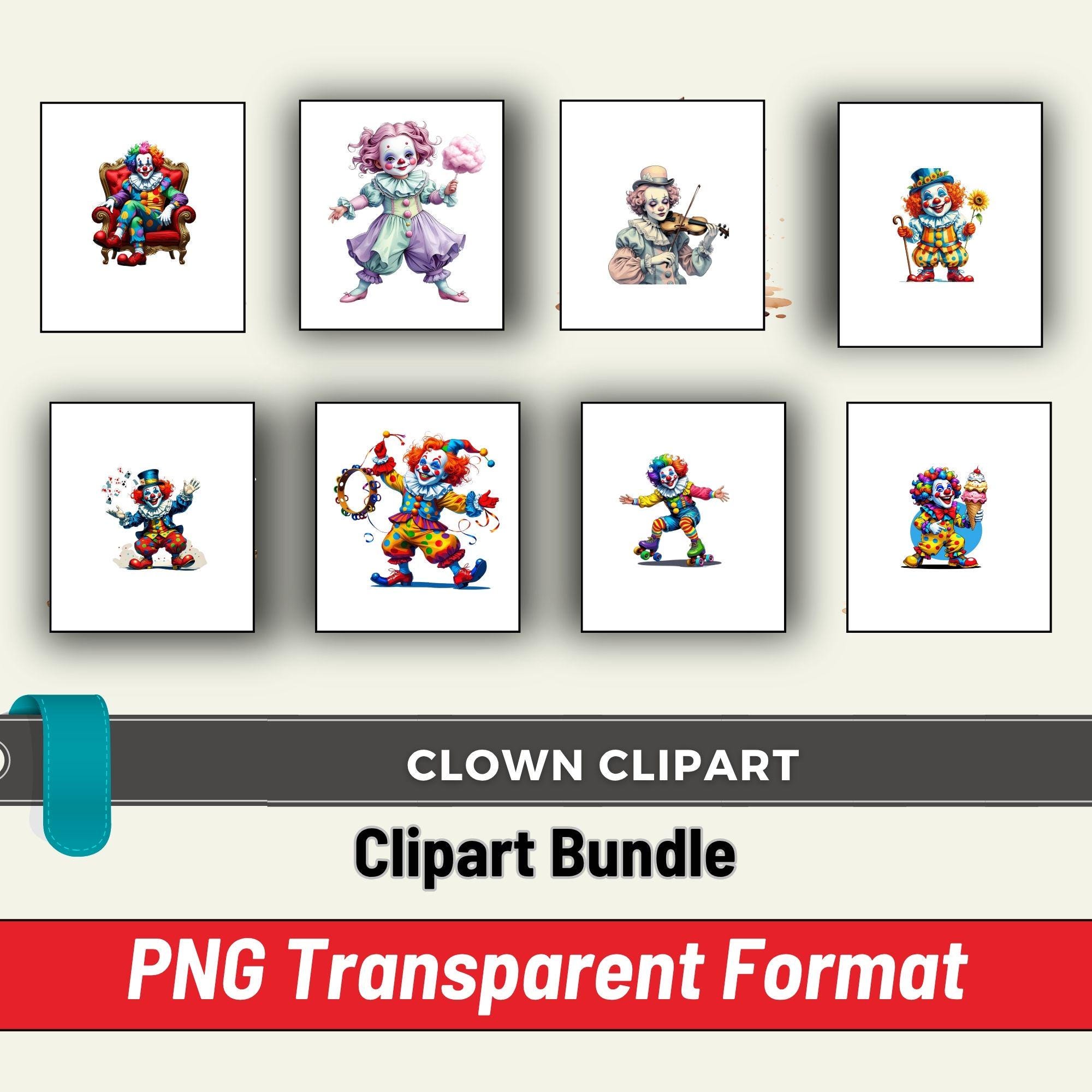 Circus Clown Clipart Bundle Cute Clown PNG | Carnival Birthday Graphics ...