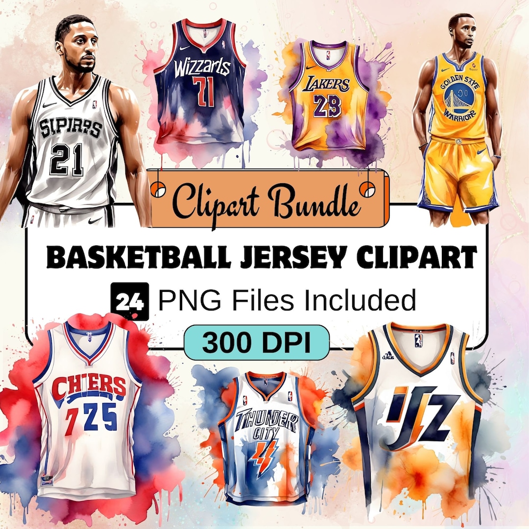 Beautiful Basketball Jersey Clipart, Basketball Clipart Bundle, 24 PNG ...