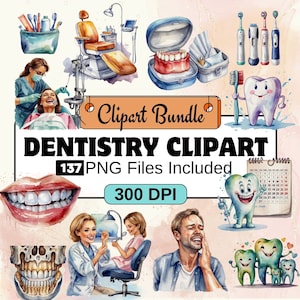Clipart dentale, bundle PNG clipart medico, bundle PNG clipart odontoiatria 137, download digitale istantaneo, uso commerciale