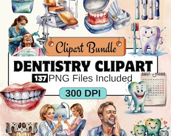 Dental Clipart, Doctor Clipart PNG Bundle, 137 PNG Dentistry Clipart Bundle, Instant Digital Download, Commercial Use