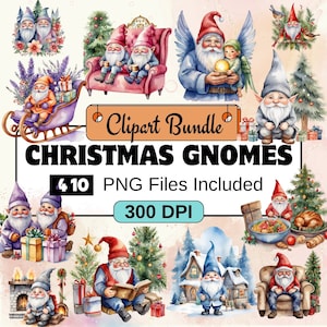Christmas Gnome Clipart, Christmas Clipart PNG Bundle, 410 PNG  Christmas Gnome   Clipart Bundle, Instant Digital Download, Commercial Use