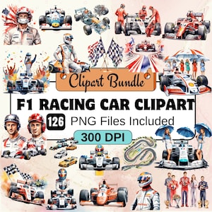 Formel 1 Auto Clipart, Sport PNG Bundle, 126 PNG F1 Rennwagen Clipart Bundle, sofortiger digitaler Download, kommerzielle Nutzung