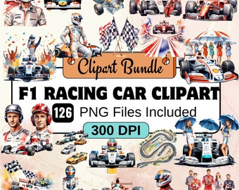 Clipart z bolidem Formuły 1, pakiet clipartów sportowych PNG, pakiet 126 PNG z bolidem wyścigowym F1, natychmiastowe pobranie cyfrowe, wykorzystanie komercyjne