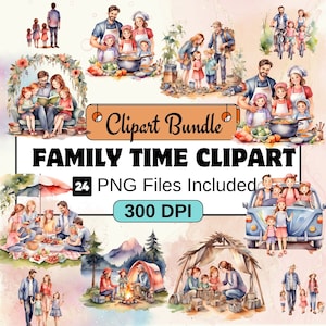 Familienzeit Clipart Clipart, Familie Clipart PNG Bundle, 24 PNG Familie Zeit Bundle, sofortiger digitaler Download, kommerzielle Nutzung