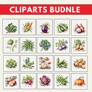 vegetable PNG, farmers market, clip art, healthy food, veggies, watercolor clipart, clipart bundle,